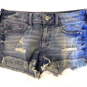 Express Distressed Denim Shorts - Blue